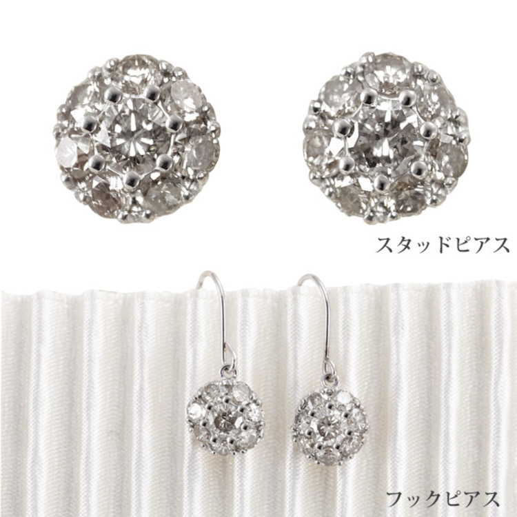 total 1ct ダイヤモンド ピアス - アクセサリー