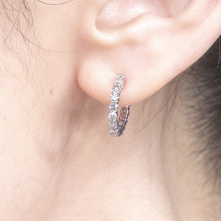 プラチナ合計1ctダイヤエタニティフープ イヤリング又はピアス ｔｂｓショッピング