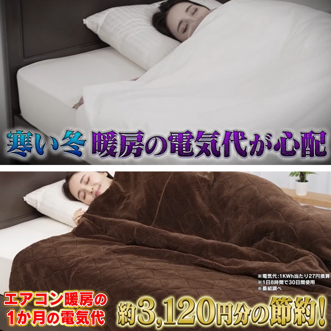 エアコン暖房を睡眠中の8時間使用しなければ
1か月約3,120円の節約にも！※