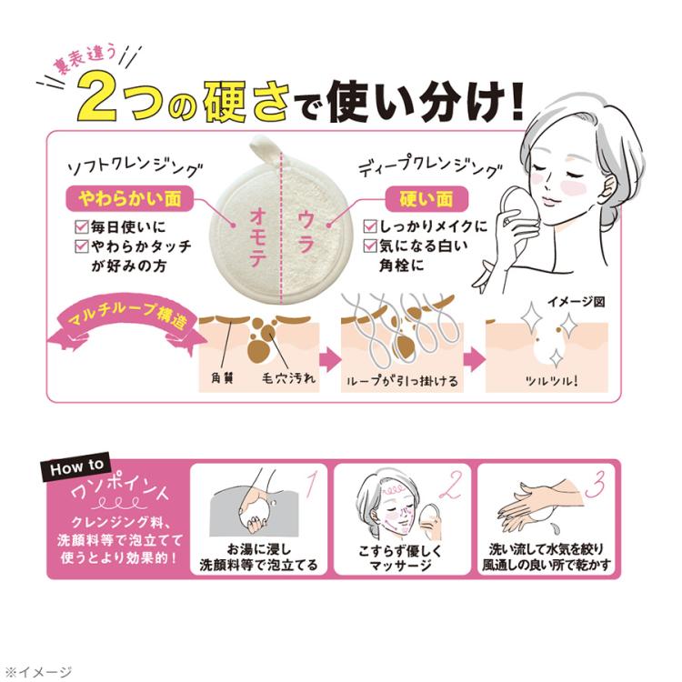 ループオーシャンタオル2枚&洗顔パフ1個セット／垢すりタオル