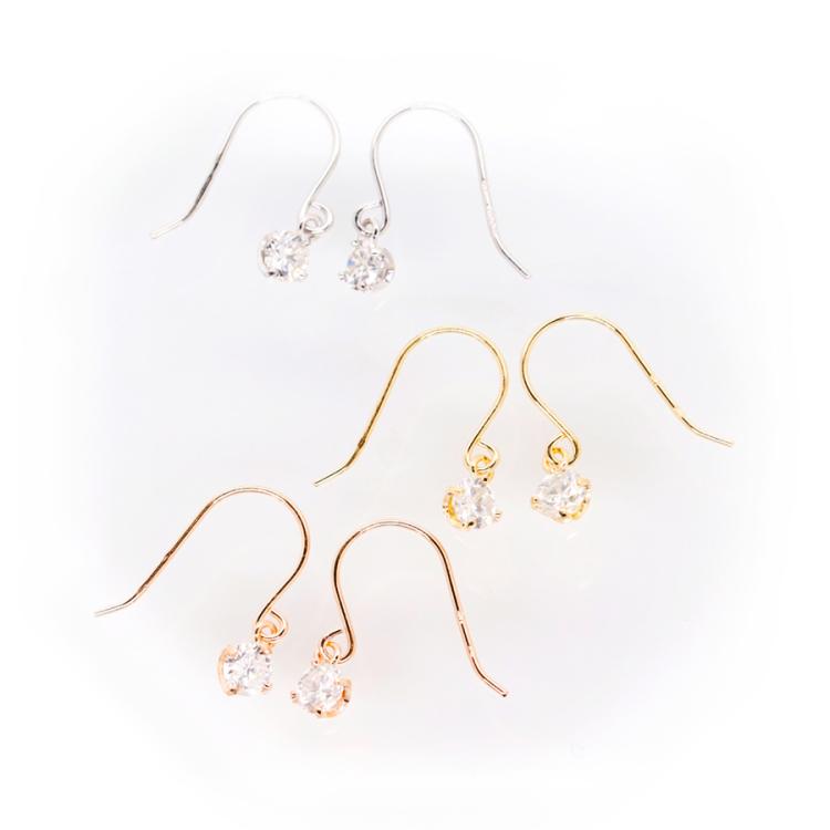 aboutK18PG total0.10ct ダイヤモンド フックピアス K18YG total0.10ct ダイヤモンド 中折れ ピアス K18PG total0