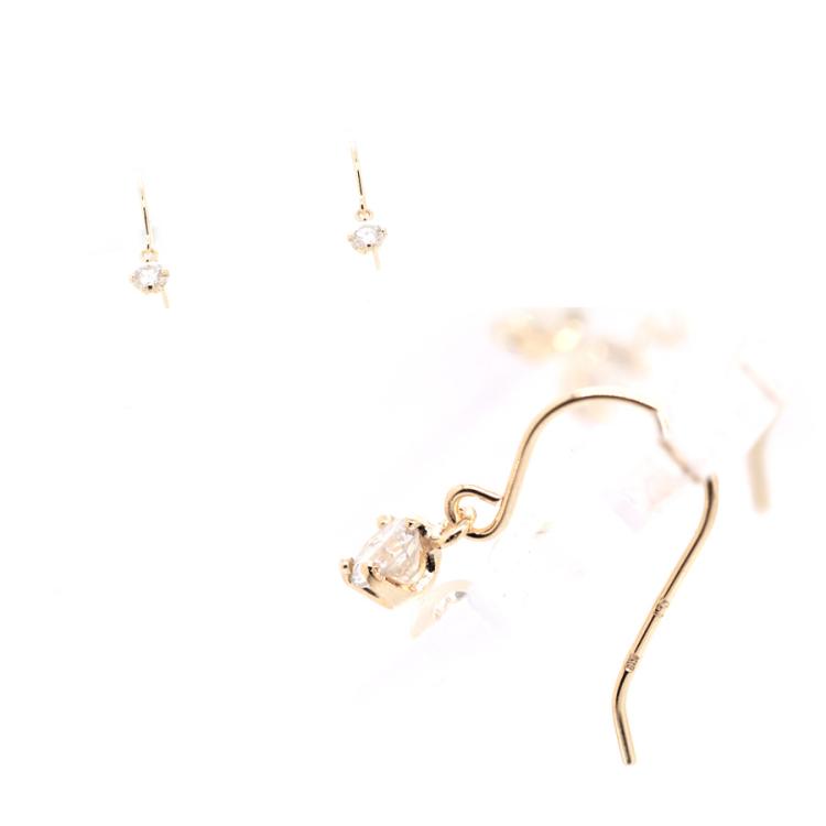 地金＊18金【フープ+クロスピアス/天然ダイヤモンド0.1ct】2way 新品！ 地