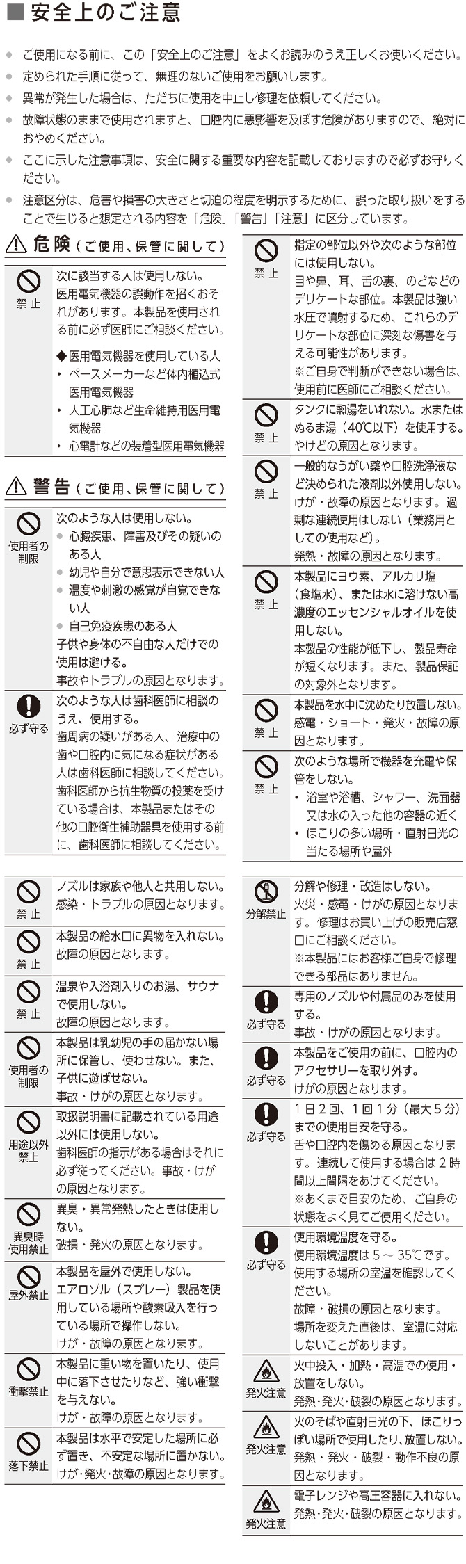 使用上の注意