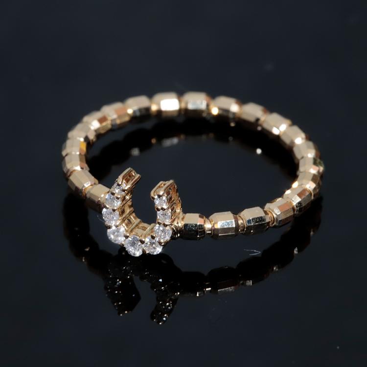 【コンビニ受取対応商品】 ダイヤ馬蹄】8号~20号対応 K18YG 合計0.06ct ダイヤストレッチ アクセサリー
