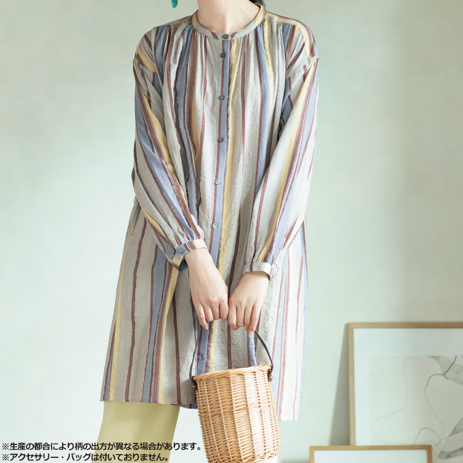 homspun チュニックワンピース クロストライプ