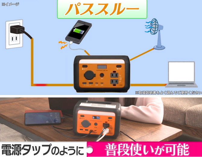 コンセントに挿したまま使える
「パススルー機能」搭載
