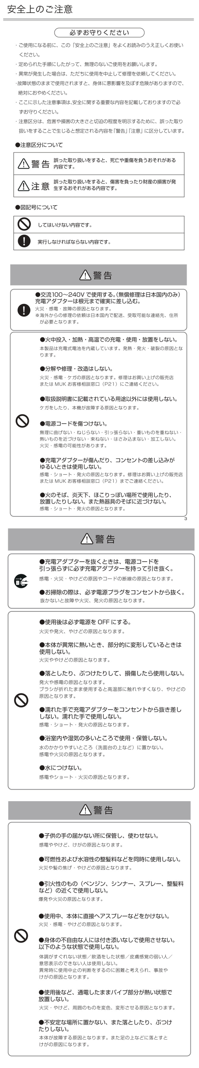 使用上の注意