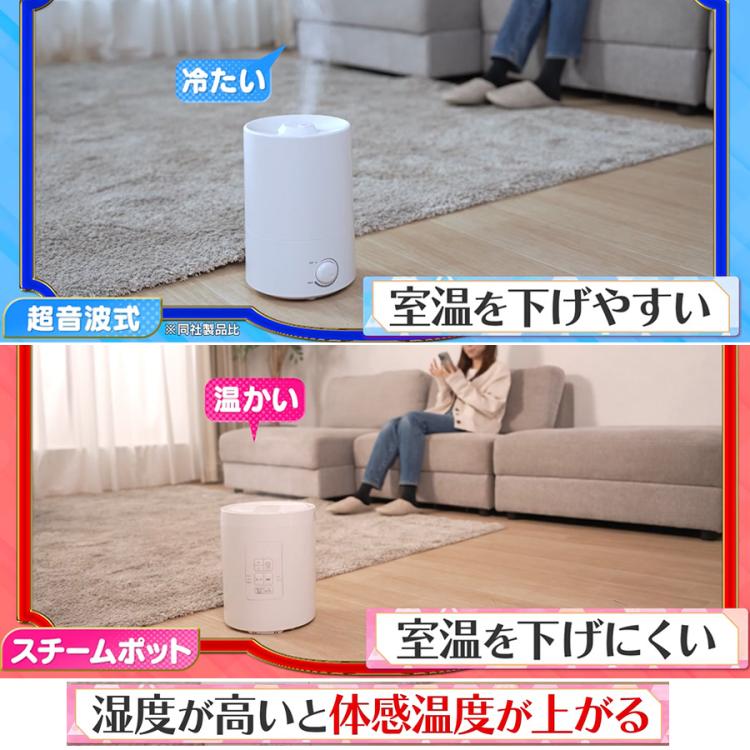 多機能スチーム加湿器 スチームポット／2L／ST-T2572 | TBSショッピング