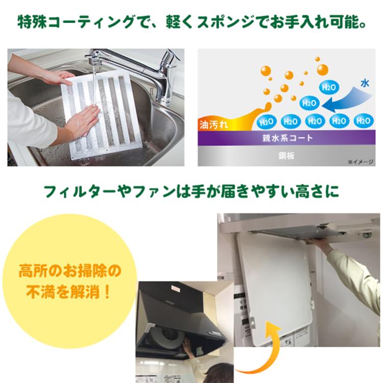 掃除がラクになる!スリム型レンジフード／60cm または 75cm または