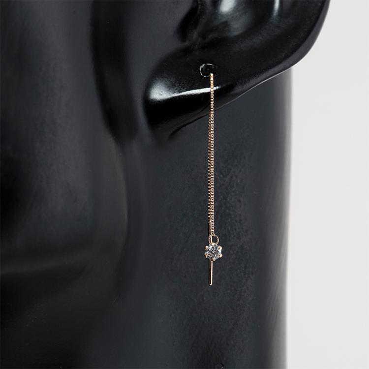 18金 ダイヤ合計0.1ctアメリカンチェーンピアス | TBSショッピング