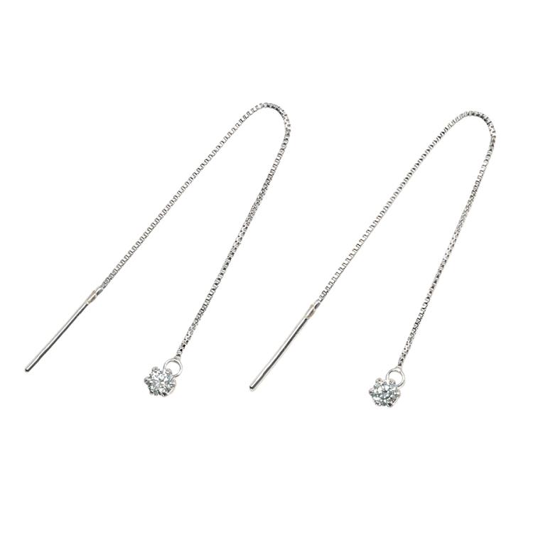 プラチナ900 ダイヤ合計0.1ctアメリカンチェーンピアス | TBS