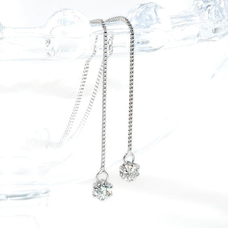 プラチナ900 ダイヤ合計0.1ctアメリカンチェーンピアス | TBS