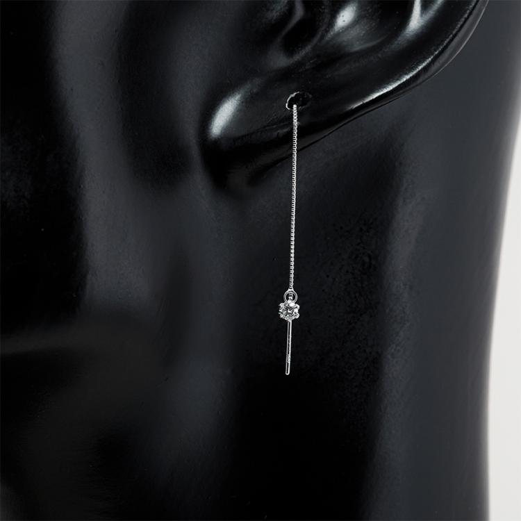 プラチナ900 ダイヤ合計0.1ctアメリカンチェーンピアス | TBS