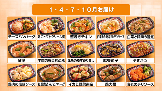 （B）1月、4月、7月、10月のお届けメニュー