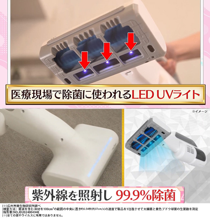 独自技術「光クリーンメカニズム」
波長253.7nmの紫外線（UV）を照射
99.9％の除菌が可能(※)