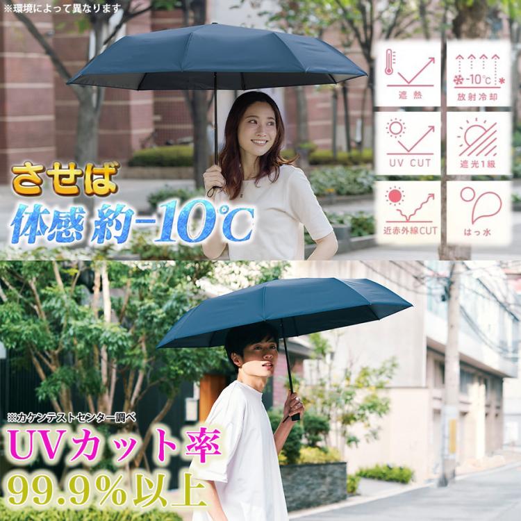 60cm＞遮夏クール晴雨兼用傘 氷のうセット／サンブロックラボ／3段