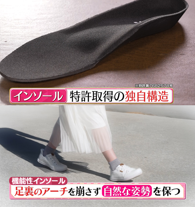 インソールは特許取得の独自構造(※特許第7682578号)