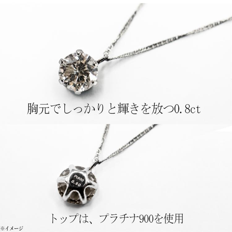 松屋銀座外商部 プラチナ0.8ctダイヤ一粒石ペンダント／品質保証書