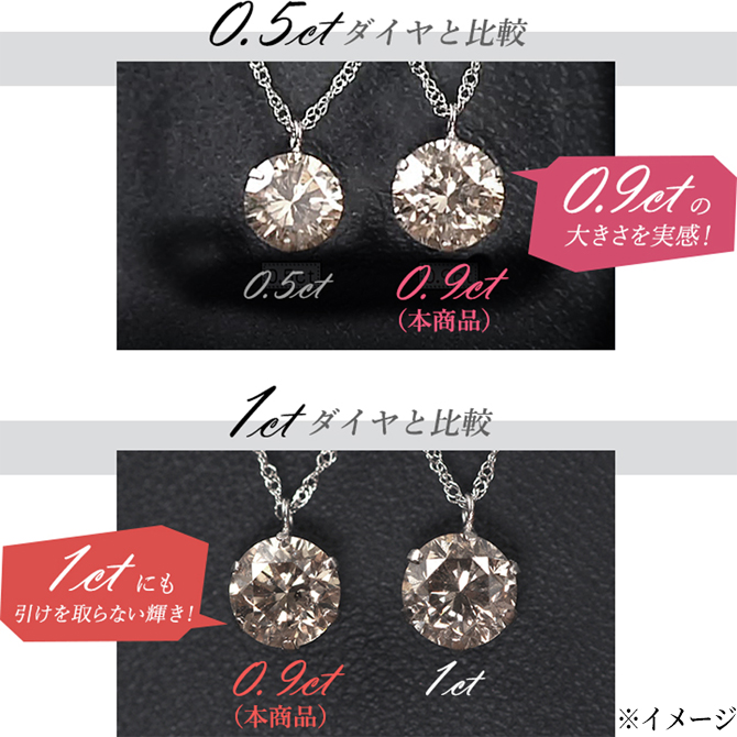 ＜0.9ct＞
1ctに大きさ輝きともに引けをとらないサイズ