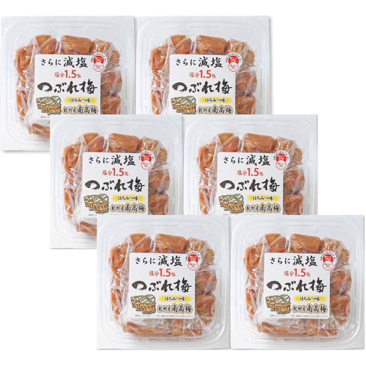 減塩1.5%　紀州南高梅つぶれ梅蜂蜜味270g×12パック箱 紀州南高梅 減塩つぶれ梅はちみつ漬 塩分1.5% ／ 270g×3 または 270g×6