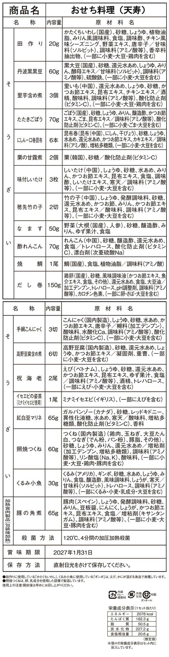 内容量・原材料