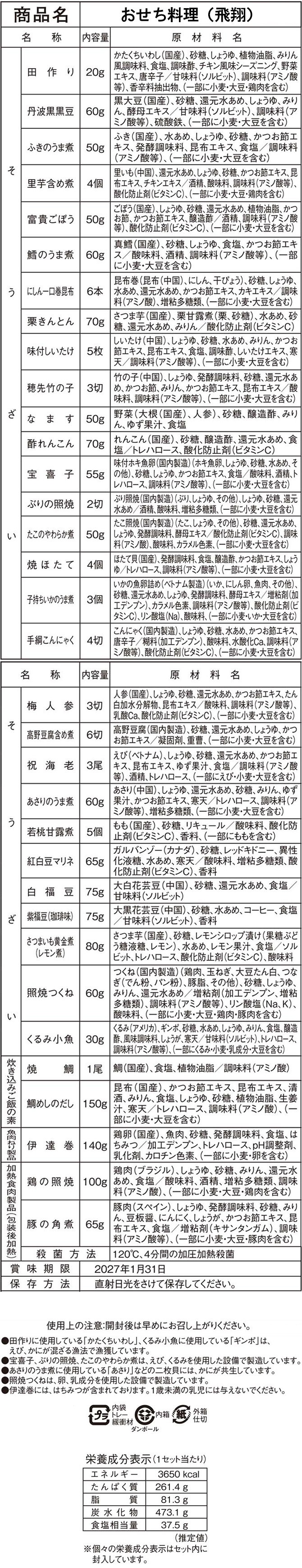 内容量・原材料