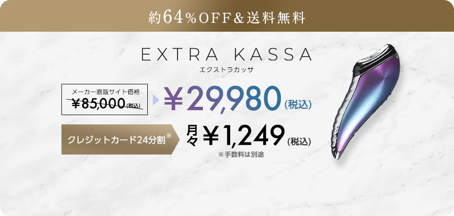 約64%OFF&送料無料。メーカー直販サイト価格85,000円(税込)が29,980円(税込)。クレジットカード24分割1,249円(税込)。