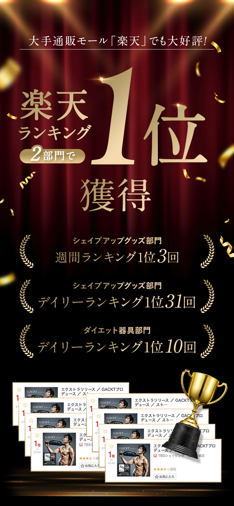 楽天ランキング2部門で第1位獲得