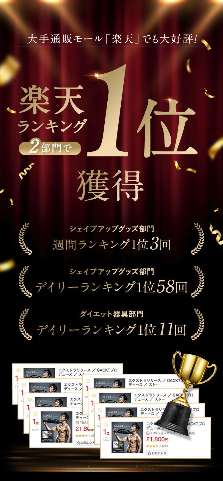 楽天ランキング2部門で第1位獲得