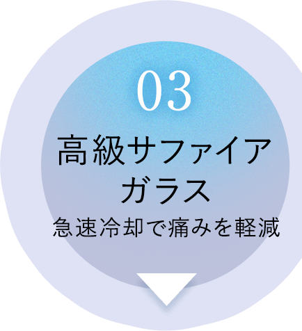 03 高級サファイアガラス急速冷凍で痛みを軽減 ボタン